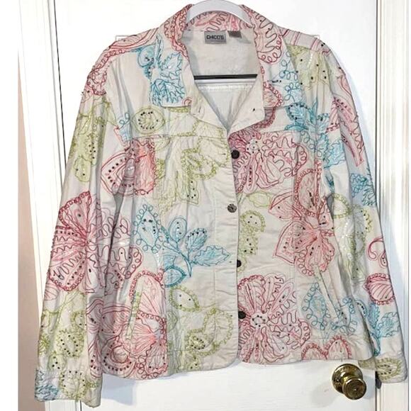 Chico's Embellished Jacket Sz XL EUC - Picture 1 of 3